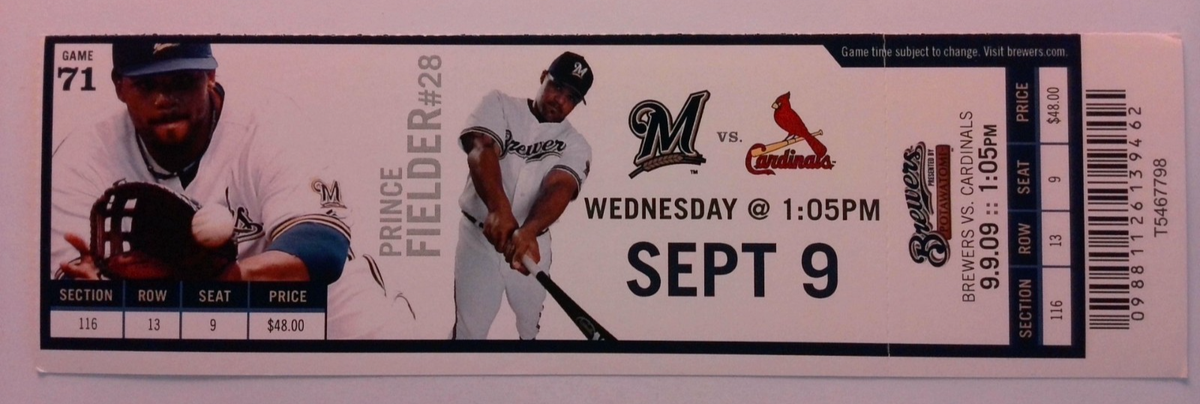 2009 Milwaukee Brewers vs St. Louis Cardinals Sep 9 Miller Park