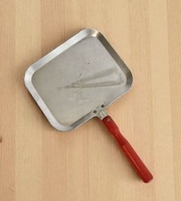 Vintage 1960  s Child  s Toy Kitchen Tool Red Wooden Handle Pan