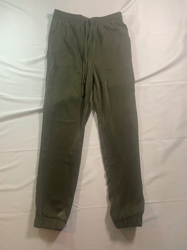 Le Lis Collection Olive Green Satin Jogger Pants Elastic Waist Drawstring Small