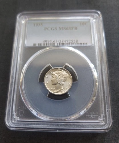 1935 Mercury Dime~ PCGS Graded MS63 FB ~Silver~ Free Shipping