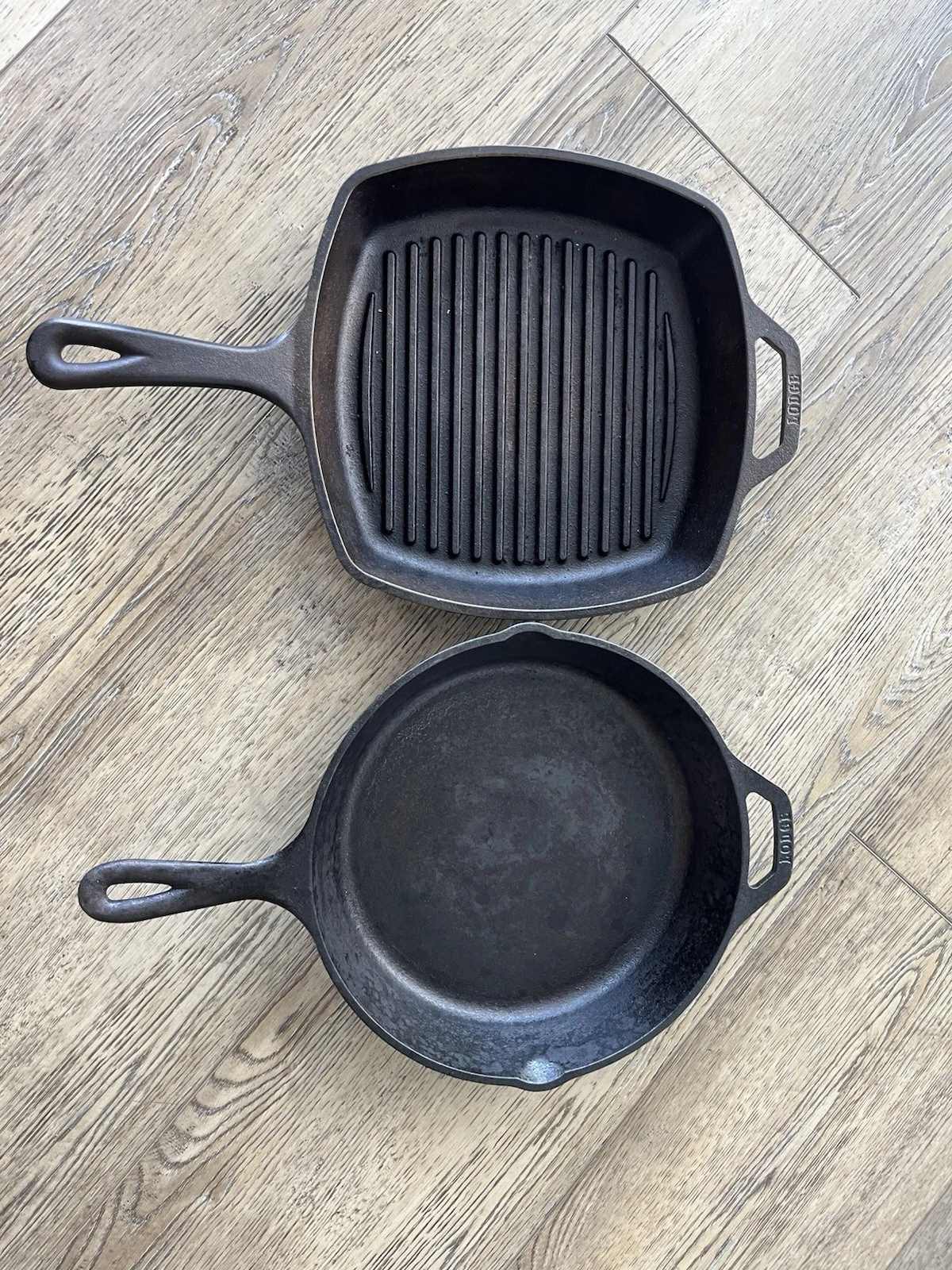 Lodge 8SK Cast Iron & SGP Grill Pan Lot. Made In USA