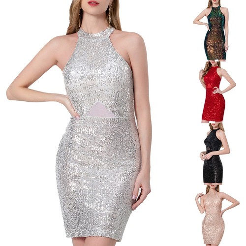 Glitzerndes Damen Bodycon Kleid mit Glitzer Pailletten für formelle Anlässe - Bild 2 von 27