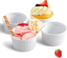 4 Pack 14oz Porcelain Ramekins Pudding Cup Baking Cup Bowl Dishes for Sauce