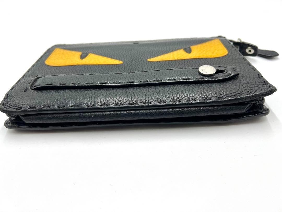 Fendi Monster Bag Bugs Eye Clutch Black Yellow Selleria Leather
