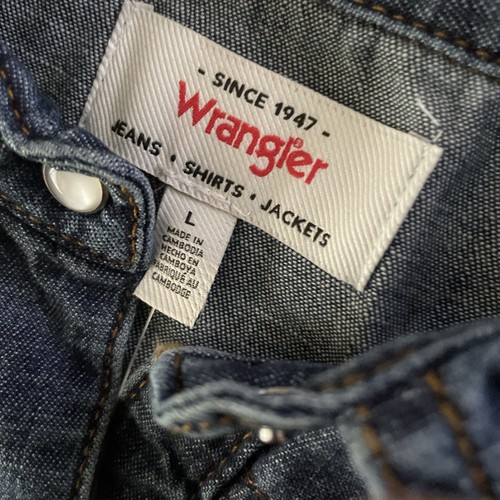 Wrangler Women's Long Sleeve Western Snap Denim Dress, Dark Blue, Size L - Picture 7 of 8