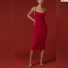 Reformation Merel Velvet Red Spaghetti Strap Midi Slip Dress Size Small
