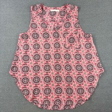 Lush Blouse Women XL Pink Medallion Geometric...
