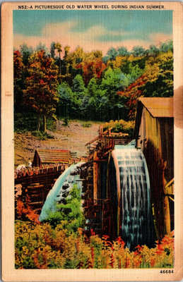 #ad Vintage 1944 Old Water Wheel Postcard Busy Bee Cafe Newport Tennessee USA $4.79