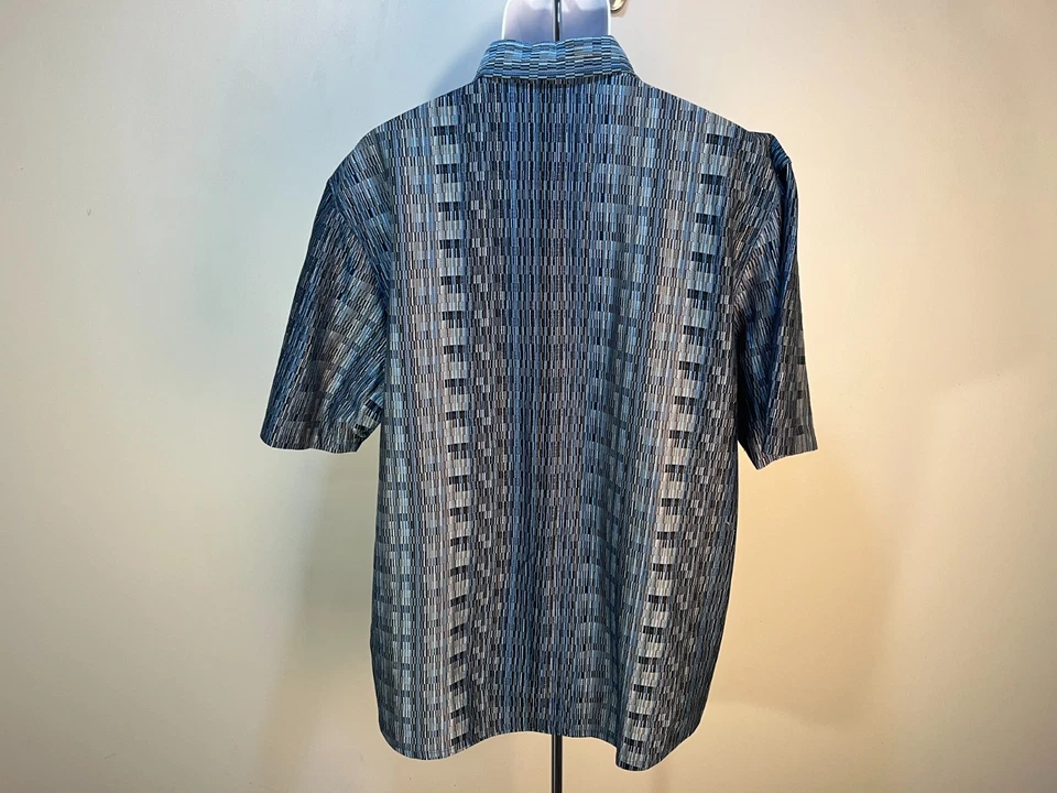 Jhane Barnes Hombre Negro, Azul y Verde Manga Corta Camisa Abotonada 2XL XXL Foto 3 de 4