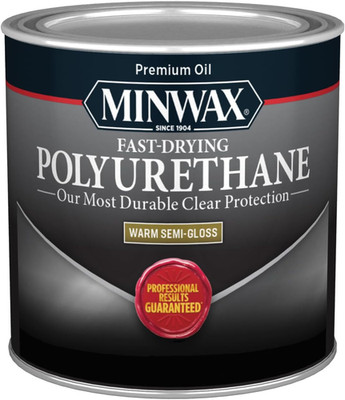 Minwax Fast Drying Polyurethane Protective Wood Finish, Clear Semi-Gloss, ½ Pint