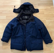 Eddie Bauer Parka Men's 2XL Blue Ridge Line Goose Down Coat Full Zip Outdoor