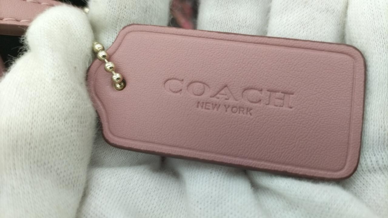 COACH Tote Bag E1811 F32084 Pink Brown Leather Shoulder Bag Used thumbnail 7