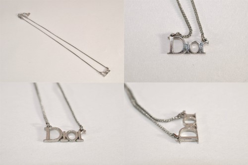 Authentic Christian Dior Silver Tone Chain Pendant Necklace CD 9597M - Picture 8 of 10