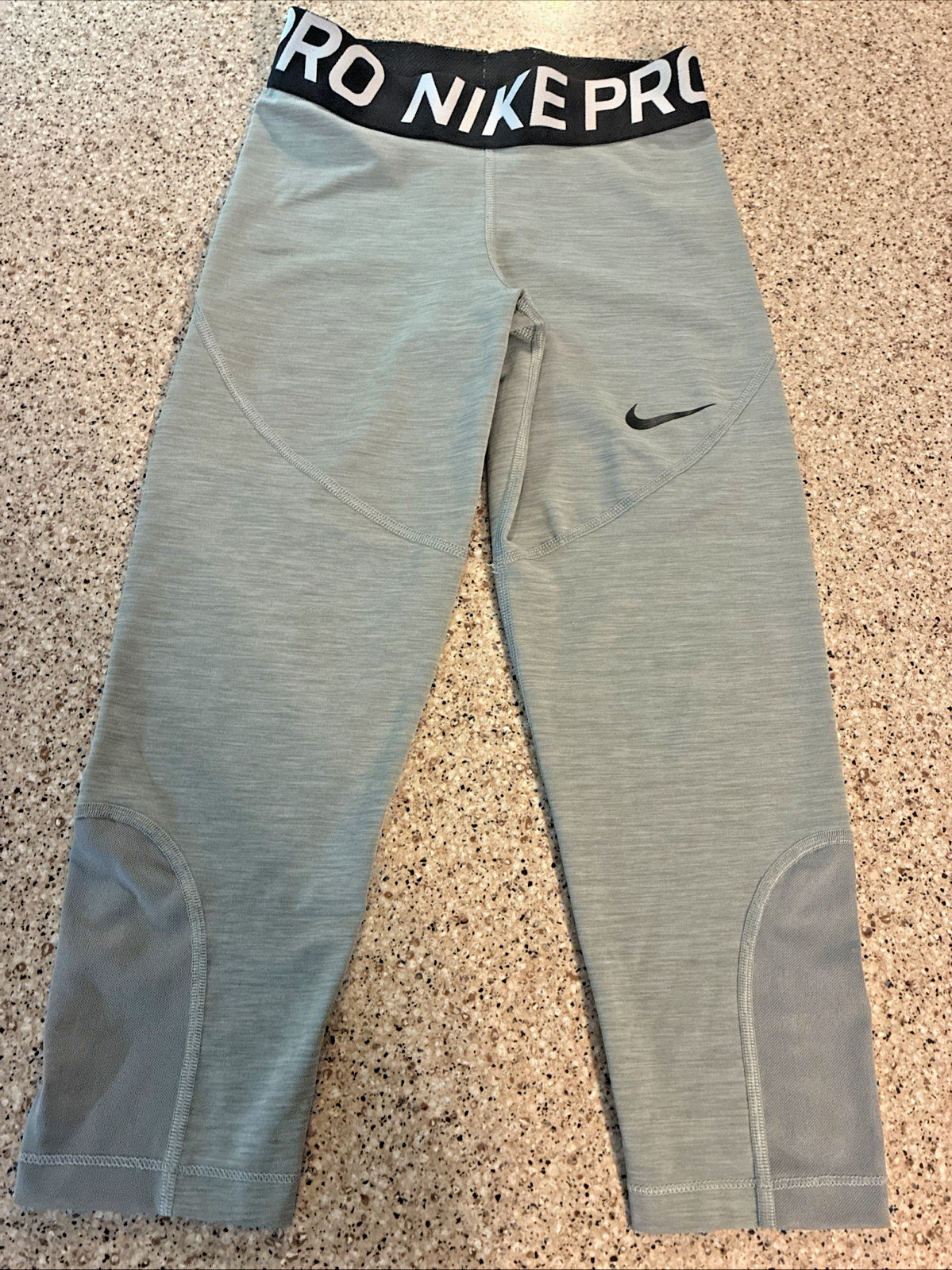 Nike Pro Womens Compression Tights Sz S Small Crop Athletic Pants Gray Stretch