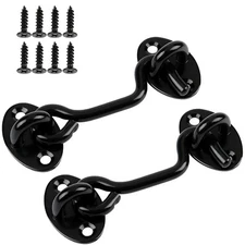 2 Pack 6'' Door Latch Door Lock Hardware, 6'' Hook and Eye Gate Latch Easy Lo...