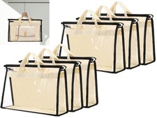 Dust Bags Handbags 6 Pack Clear Storage Organizer Purse Zipper Handle Small