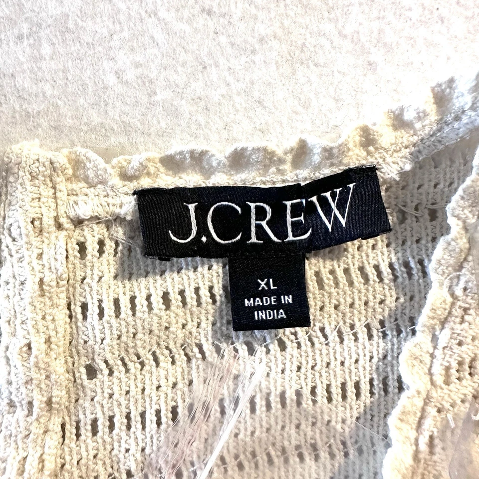 Новый с Ярлыками J. Crew XL крючком блестки Майка зубчатый отделки кремовый слоновой кости переливающийся Boxy - Изображение 3 из 4