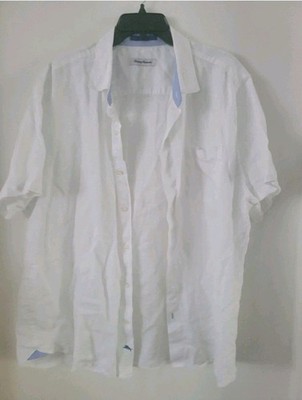 Tommy Bahama Relax Men s White 100% Linen Short Sleeve Button Up  Shirt Size XL 