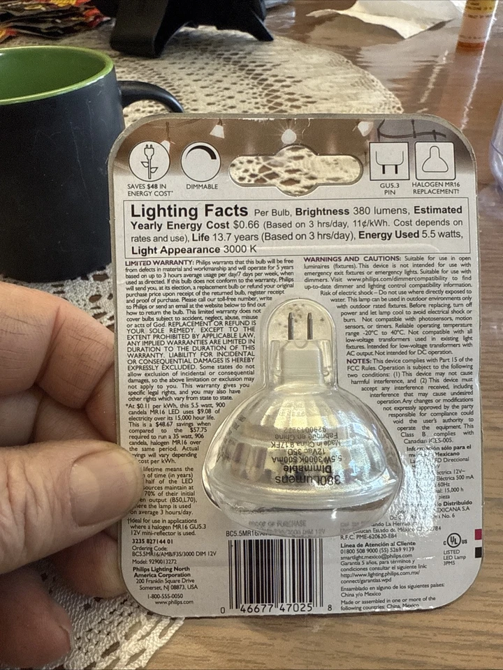 PHILIPS Glass 35 Watt MR16 Replacement GU5.3 Dimmable LED Floodlight (C4) - Image 3 of 3