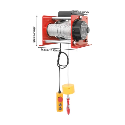 Paranco Elettrico con Cavo Filo Lungo in Acciaio 10,43x10,63x9,84 in 881LBS 110V Rosso - Foto 2 di 21