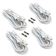 HUALAND 4pcs/Pack White 3m/9.84 ft 4 Pins RGB Extension Cable LED Strip Conne...