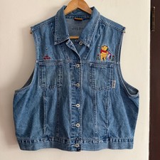 90s Vintage Disney POOH Embroidered Denim Vest Bee Piglet Extra Large