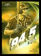 2019 Topps Fire #MV-9 Matt Olson GOLD MINTED Maximum Velocity Parallel Insert