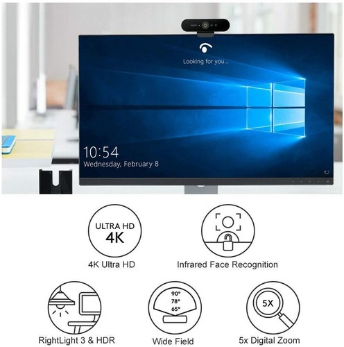 Kamera internetowa Logitech Brio - 90 kl./s - USB 3.0-4096 X 2160 Video - Auto-Focus - 5X - Zdjęcie 4 z 6