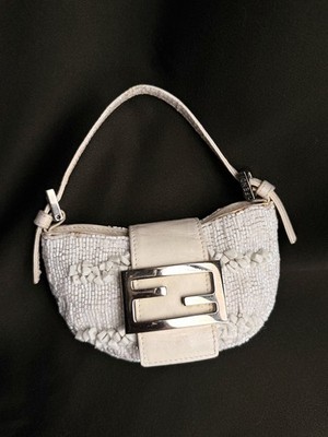 Super Rare** Vintage FENDI White Beaded Sequin Gemstone Mini