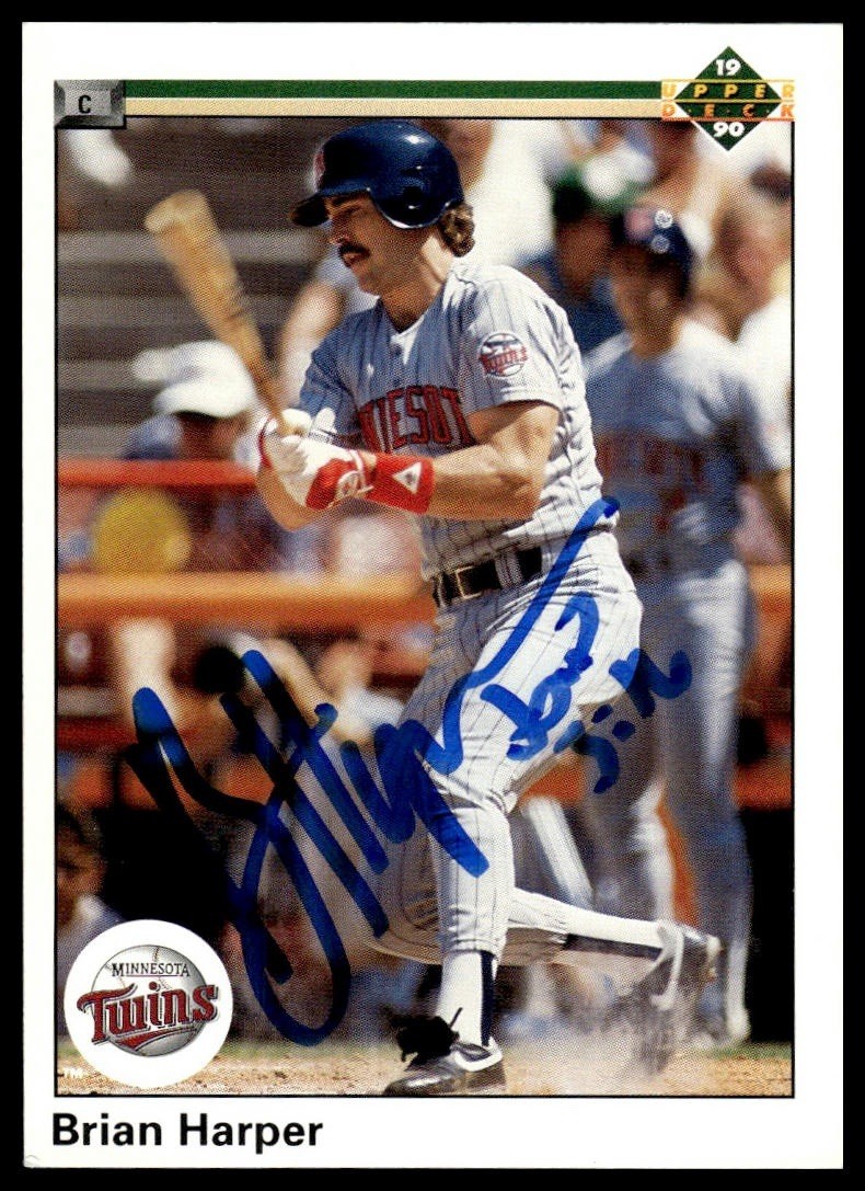 Brian Harper Minnesota Twins 1990 Upper Deck Signed Auto Card #391