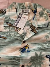 Aloha Republic Men’s Vintage WWII Aircraft Hawaiian Shirt Made in USA XL Planes