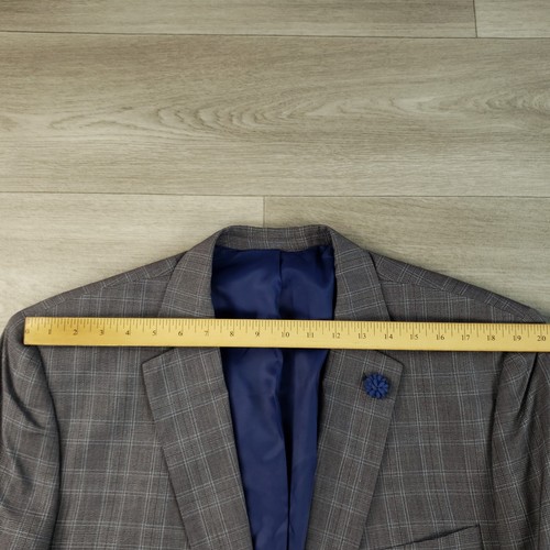 Perry Ellis Suit Men's 48L Slim Pants 39*X31 Gray Plaid Two Button Flat Front - Picture 10 of 24