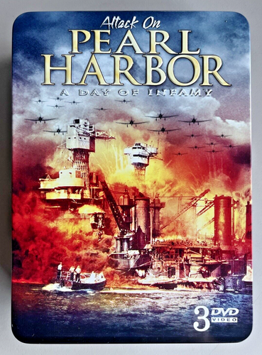 Attack on Pearl Harbor A Day Of Infamy DVD 3 Disk Set Collector Tin Excellent