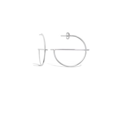 Boucle D'oreille Créole Pendante Avec Petite Croix - Argent Massif 925 - Neuf Avec étiquettes