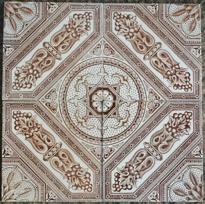 ENGLAND ANTIQUE VICTORIAN MAJOLICA 4 - TILE SET C1900 | eBay