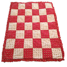 Vintage Red with White bear printed Love Quilt For Baby Crib