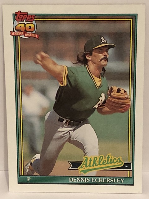 1991 Topps Dennis Eckersley Baseball Card Oakland Athletics A s 250 MLB 