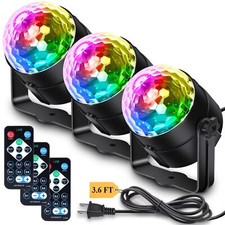  3-Pack Disco Ball Light Party Lights, 7 Colors Sound Activated Music Sync D...