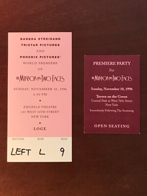 BARBRA STREISAND ~ COLLECTORS ITEM | The Mirror Has Two Faces Movie Premiere Tix
