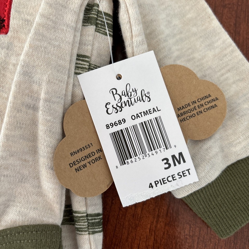 Baby Essentials “My First Christmas” 4pc Vintage Truck Outfit hat socks