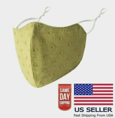 Lime Green Dots Adjustable Face Mask Washable 100% Cotton Adult Cloth Reusable N