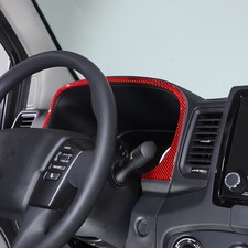 Cubierta de ajuste de instrumentos de fibra de carbono roja suave para Nissan Frontier 2022+