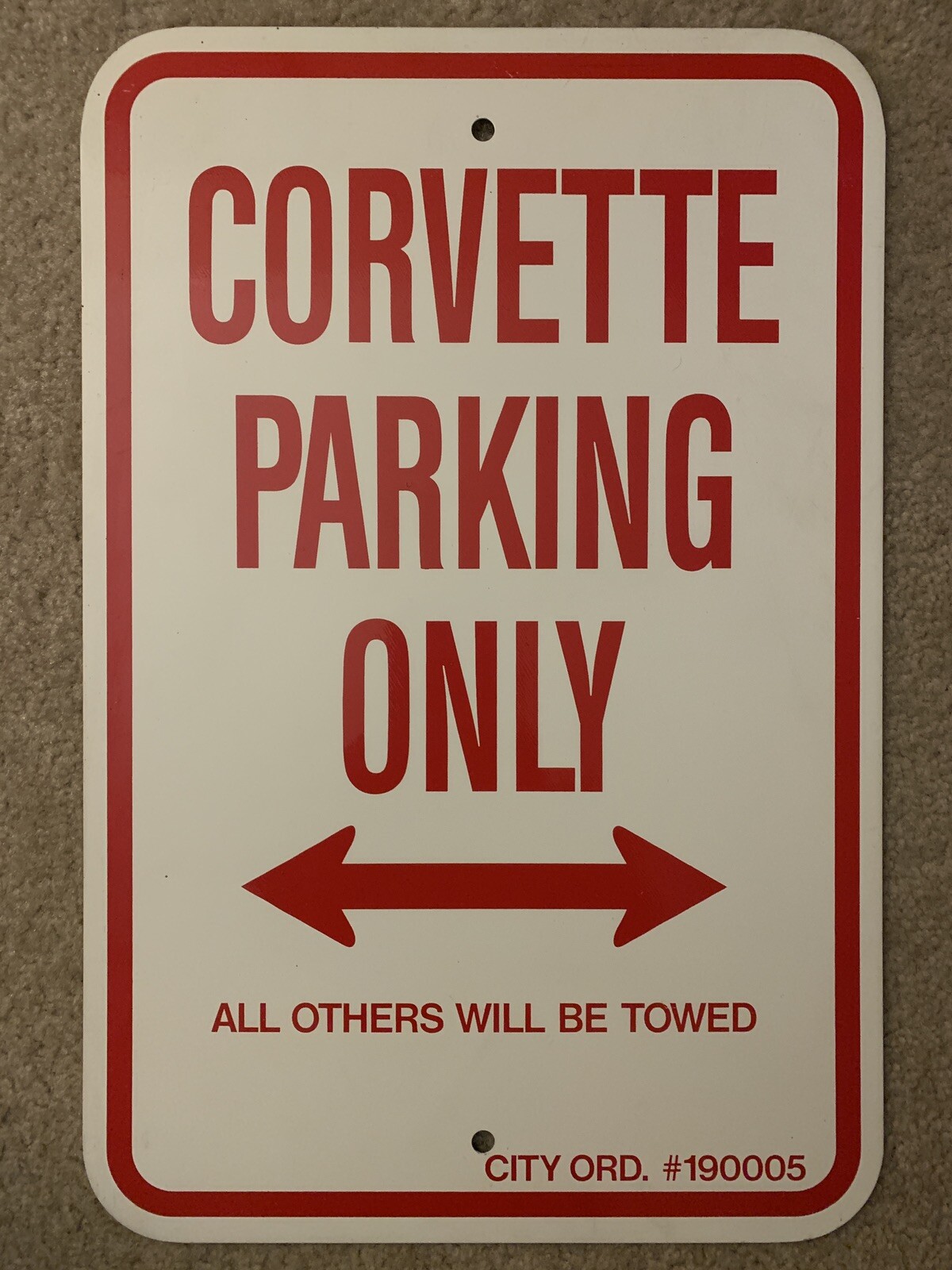 Corvette Parking Only All Others Will Be Towed Notice Aluminum Metal ...