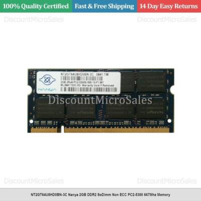 Barrette RAM NANYA 2Go DDR2 PC2-5300 – Modèle NT2GT64U8HC0BN-3C – Occasion