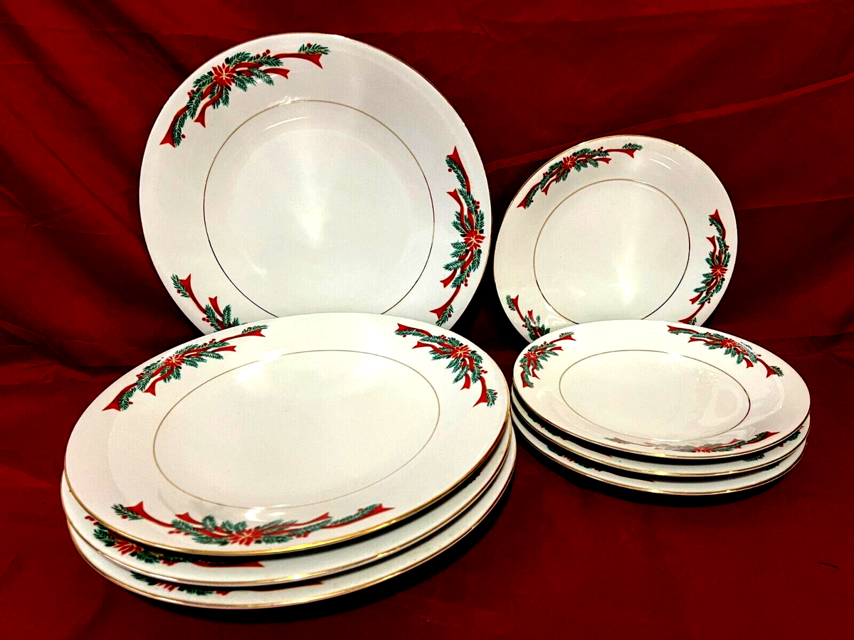Fine China Poinsettia Ribbon Poinsettia Dinnerware Poinsettia