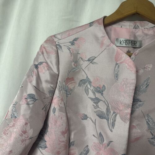 Kasper Pink Gray Floral Lined Open Coat NWT Sz 8 - Picture 2 of 12