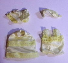 4 pc Vintage Barbie Fancy Lingerie Pale Yellow w/Lace Slip Camisole Panties Bra