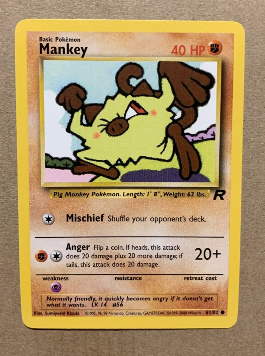 Mankey 61/82 Team Rocket - Common Pokemon Card - NM/Mint