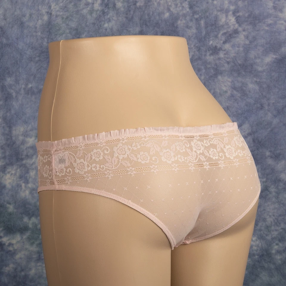Jezebel Baby Pink Sheer Lace Bikini Panties Size  M Medium - Image 2 of 4