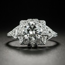 1.37CT White Round Cut CZ Vintage Art Deco Engagement Ring 925 Sterling Silver